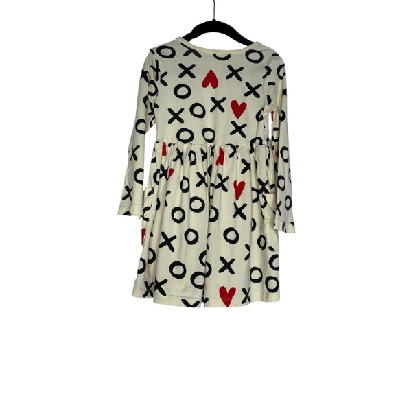 Hanna Andersson XO Hearts Playground Dress Long Sleeve Cream Black Red Size 4 - Picture 2 of 4
